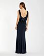 Mac Duggal 11910 Cowl Neck Beaded Floral Applique Dress