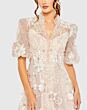 Mac Duggal 20452 Sheer Sleeve Stand-Up Collar A-Line Dress