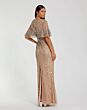 Mac Duggal 23044 Cape Sleeve Back Slit Beaded Evening Gown