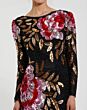 Mac Duggal 4566 Cowl Back Long Sleeve Floral Sequin Dress