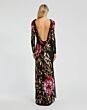Mac Duggal 4566 Cowl Back Long Sleeve Floral Sequin Dress