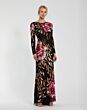 Mac Duggal 4566 Cowl Back Long Sleeve Floral Sequin Dress