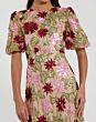 Mac Duggal 6125 Floral Beaded Puff Sleeve Dress