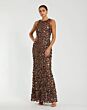 Mac Duggal 10079 Jewel Neck Embellished Bronze Dress
