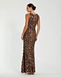 Mac Duggal 10079 Jewel Neck Embellished Bronze Dress