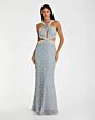 Mac Duggal 10098 Fitted Vintage Blue Beaded Cutout Dress