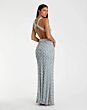 Mac Duggal 10098 Fitted Vintage Blue Beaded Cutout Dress