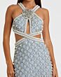 Mac Duggal 10098 Fitted Vintage Blue Beaded Cutout Dress