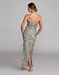 Mac Duggal 10128 Strapless Column Silhouette Beaded Blue Dress