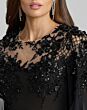 Mac Duggal 11954 Cape Sleeve Black Chiffon Dress