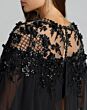 Mac Duggal 11954 Cape Sleeve Black Chiffon Dress