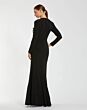Mac Duggal 11960 Long Sleeve Jewel Neck Black Jersey Dress