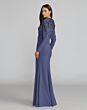Mac Duggal 13246 Long Sleeve Draped Bodice Blue Haze Dress