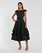 Mac Duggal 21039 Black Cap Sleeve Midi Dress