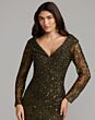 Mac Duggal 21489 Olive Green Collar Neckline Dress