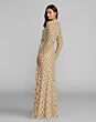 Mac Duggal 23087 Long Sleeve Beaded Champagne Dress
