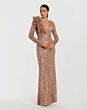 Mac Duggal 27700 Long Sleeve V-Neck Sequined Dress