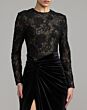 Mac Duggal 27875 Black Nude High Slit Long Sleeve Dress