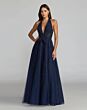 Mac Duggal 37120 A-Line Plunging Neck Sleeveless Midnight Dress