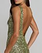 Mac Duggal 5185 Bateau Neck Sleeveless Sage Sequin Dress