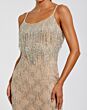 Mac Duggal 6172 Spaghetti Strap Beaded Fringe Nude Silver Dress