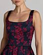 Mac Duggal 68625 Square Neck A-Line Fuschia Brocade Dress