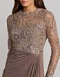 Mac Duggal 69121 Illusion Sleeve Draped Skirt Golden Brown Dress