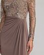 Mac Duggal 69121 Illusion Sleeve Draped Skirt Golden Brown Dress