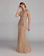 Mac Duggal 77114 Sleeveless Feather Skirt Porcelain Dress