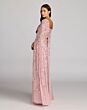 Mac Duggal 9923068P Rose Pink Cape Sleeve Square Neckline Dress