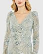 Mac Duggal 68190 V-Neck Illusion Sleeve Embroidered Dress