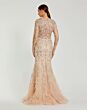 Mac Duggal 79267 Feather Skirt Illusion Sleeve Trumpet Dress