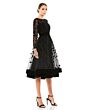 Mac Duggal 67007 Long Sleeve Tea-Length Formal Dress