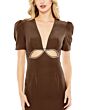 Ieena for Mac Duggal 2630 Front Cutouts Short Sleeve Dress