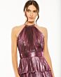 Mac Duggal 30763 Layered Skirt Metallic Dress