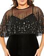 Mac Duggal 9228 Sheer Neck Cape Sleeve Dress