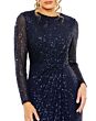 Mac Duggal 11659 Jewel Neck Long Sleeve Sequin Evening Dress