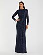 Mac Duggal 11659 Jewel Neck Long Sleeve Sequin Evening Dress
