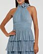 Mac Duggal 11882 Halter Neck Tiered Skirt Powder Blue Dress