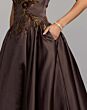 Mac Duggal 13354 Chocolate Brown Halter Neckline with Pocket Dress