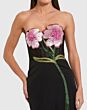 Mac Duggal 20682 High Slit Floral Embroidery Black Dress