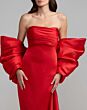 Mac Duggal 21192 Ruby Red Empire Waist Satin Dress