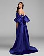 Mac Duggal 21239 Cobalt Blue Balloon Sleeve Cape Ankle-Length Dress