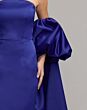 Mac Duggal 21239 Cobalt Blue Balloon Sleeve Cape Ankle-Length Dress