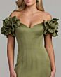Mac Duggal 21263 Pear Green Off The Shoulder Satin Dress