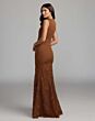 Mac Duggal 21400 Nutmeg Brown Jewel Neckline Fitted Dress