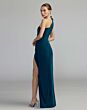 Mac Duggal 21411 Ocean Blue One Shoulder Velvet Dress