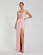 Mac Duggal 2293 High Slit Beaded Bow Blush Dress
