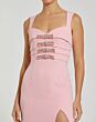 Mac Duggal 2293 High Slit Beaded Bow Blush Dress