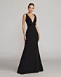 Mac Duggal 2371 V-Neck Sleeveless Slim-Flare Crepe Dress